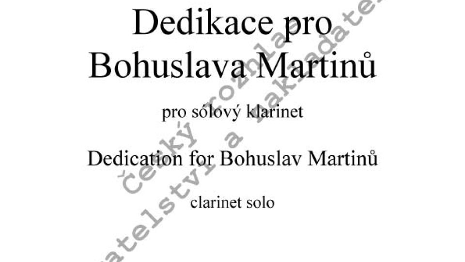 Jiří Hlaváč - Dedikace pro Bohuslava Martinů